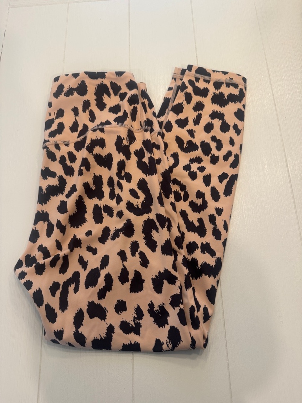 Leopard Print High-Waist Leggings - Tan/Black